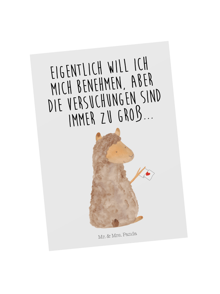Ansichtskarte Alpaka Fahne mit Spruch in Weiß