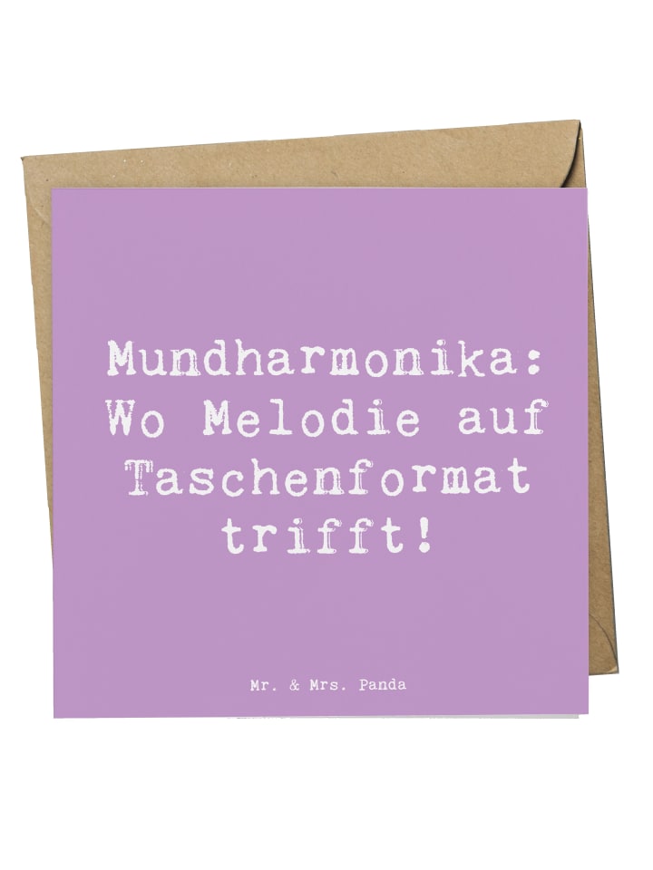 Grußkarte Spruch Mundharmonika Freude mit Spruch in Lavendeltraum