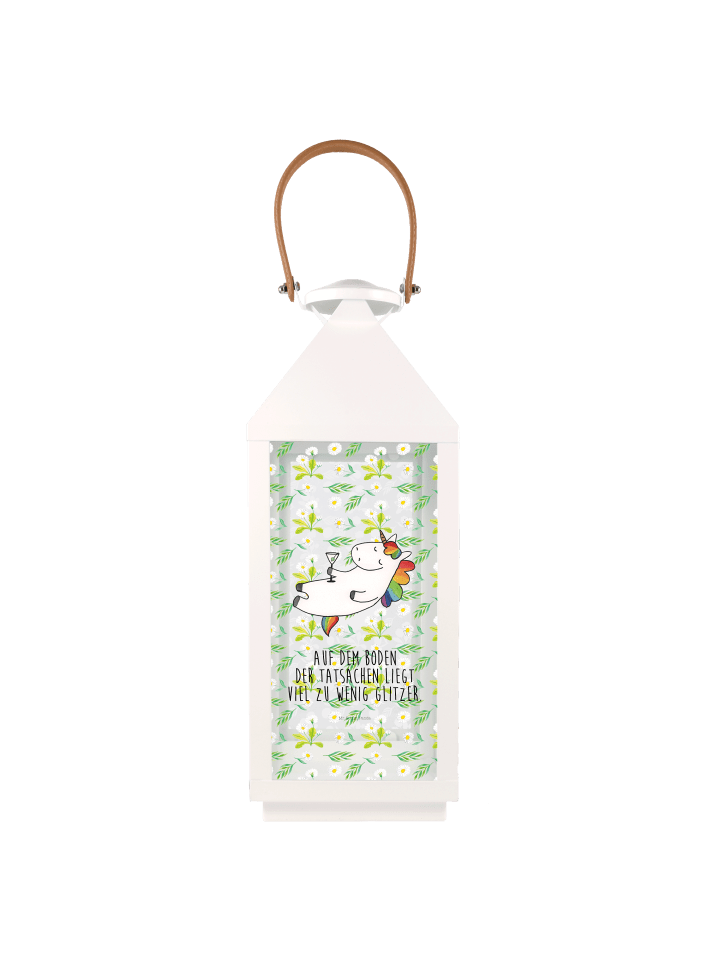 Kerzenhalter Einhorn Blümchentail mit Spruch in Transparent