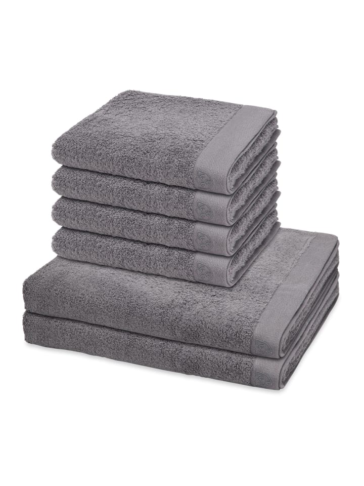 4 X Handtuch 2 X Duschtuch im Set Doubleface Stripes in Grau