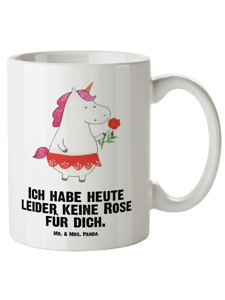 Becher Einhorn Dame mit Spruch in Weiß