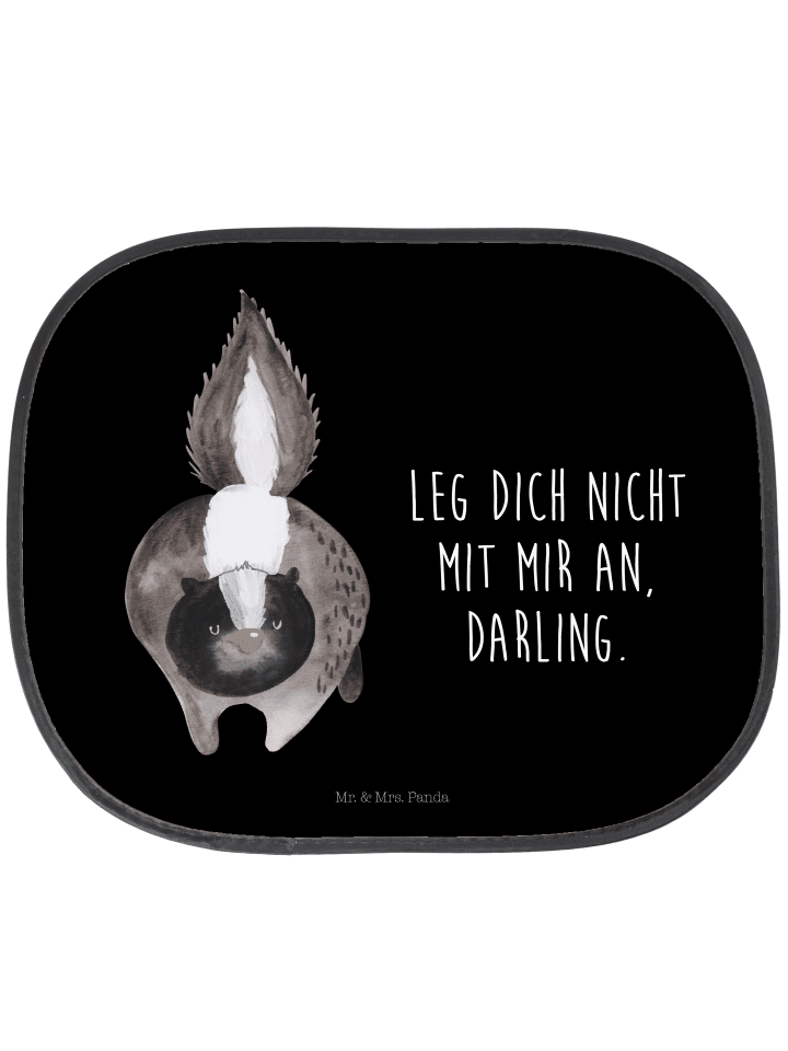 Auto Sonnenschutz Stinktier Angriff mit Spruch in Schwarz