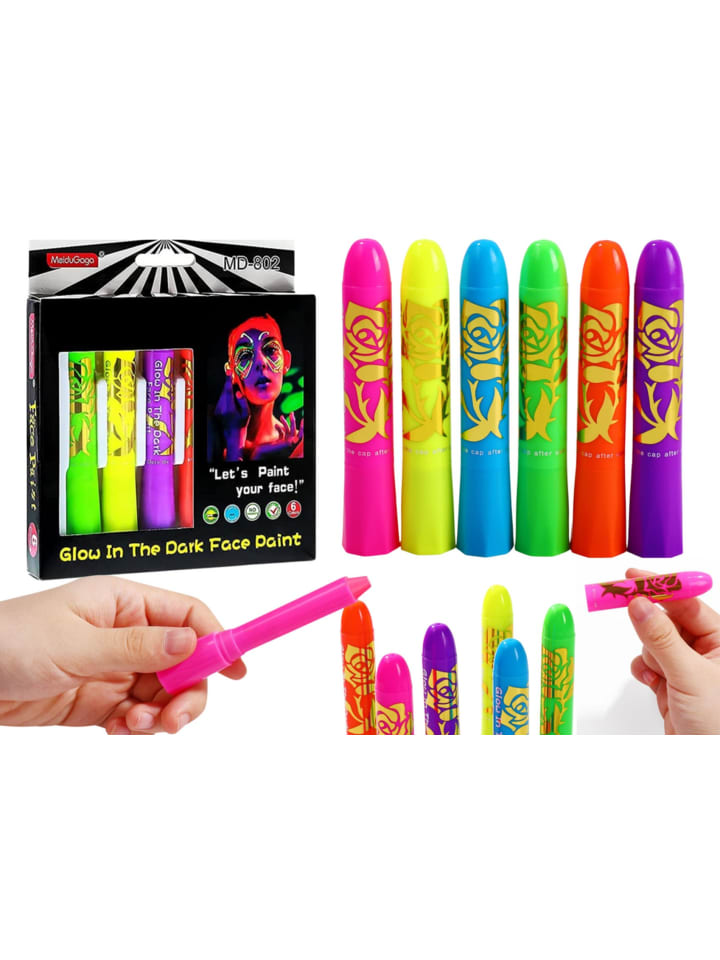 Schminkset Marker, Neon-Fluoreszierende Buntstifte, 6-tlg
