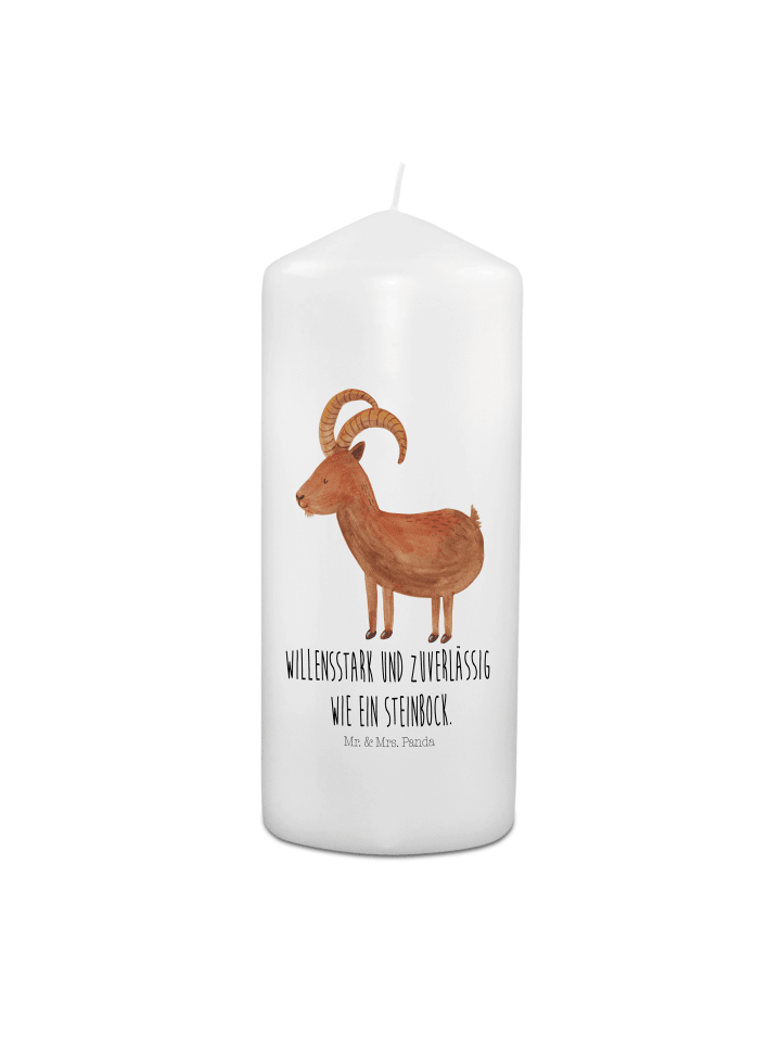 Grabkerze Sternzeichen Steinbock mit Spruch in Weiß