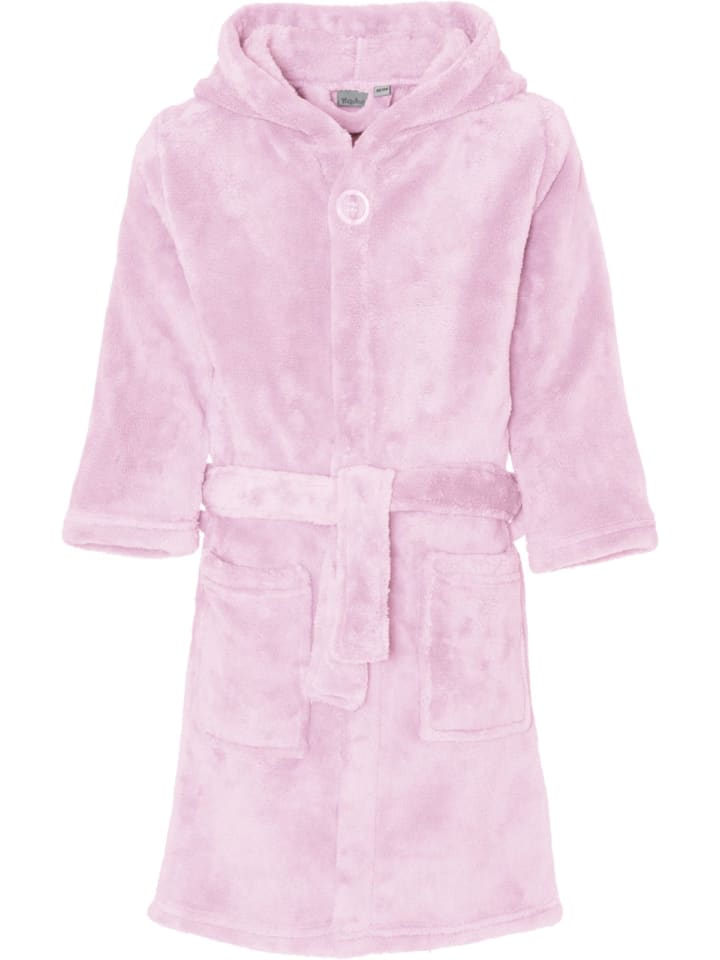 Fleece-Bademantel uni in Rosa