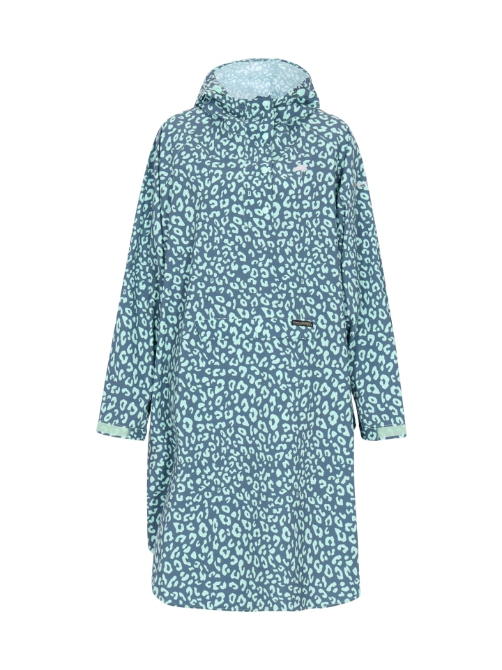Women Coat in aqua navy leo
