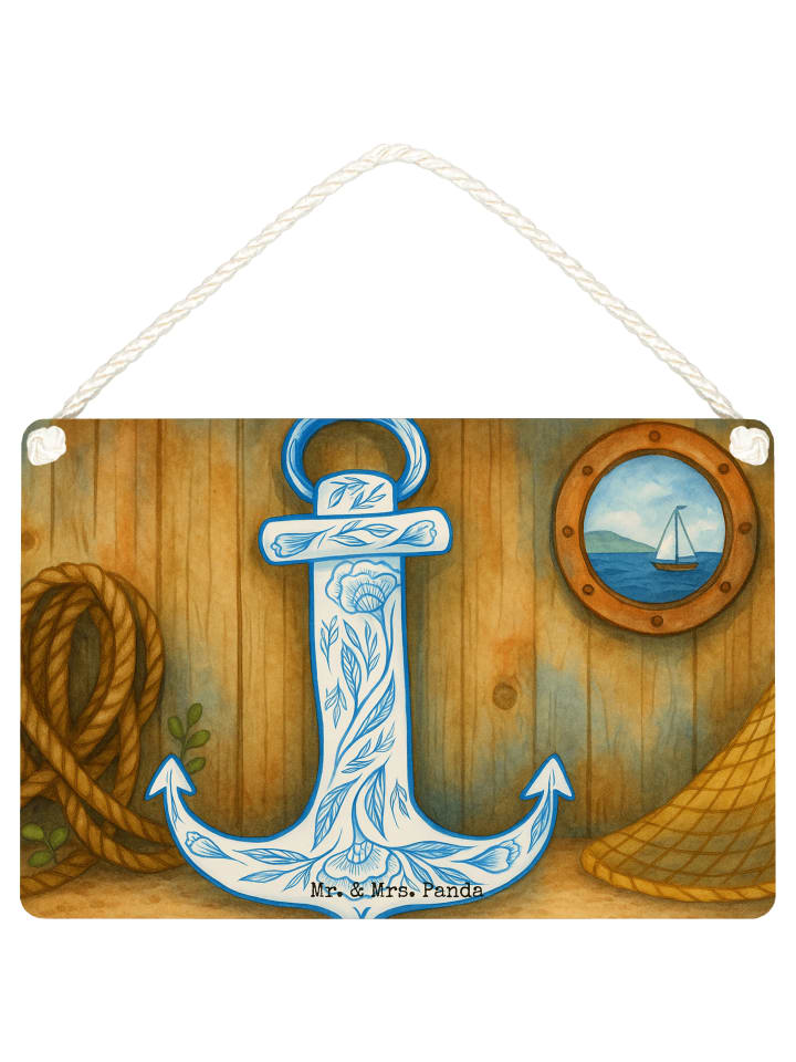 Schild Anker Blau Design ohne Spruch in Weiß