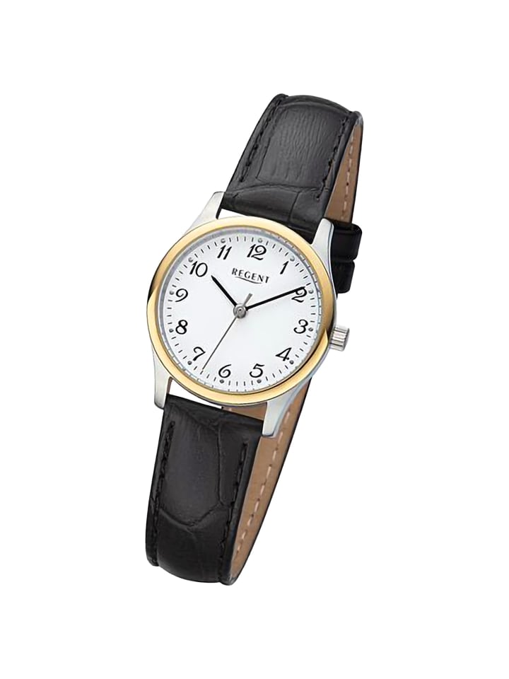 Analog-Armbanduhr Regent Lederarmband schwarz klein (ca. 26,5mm)