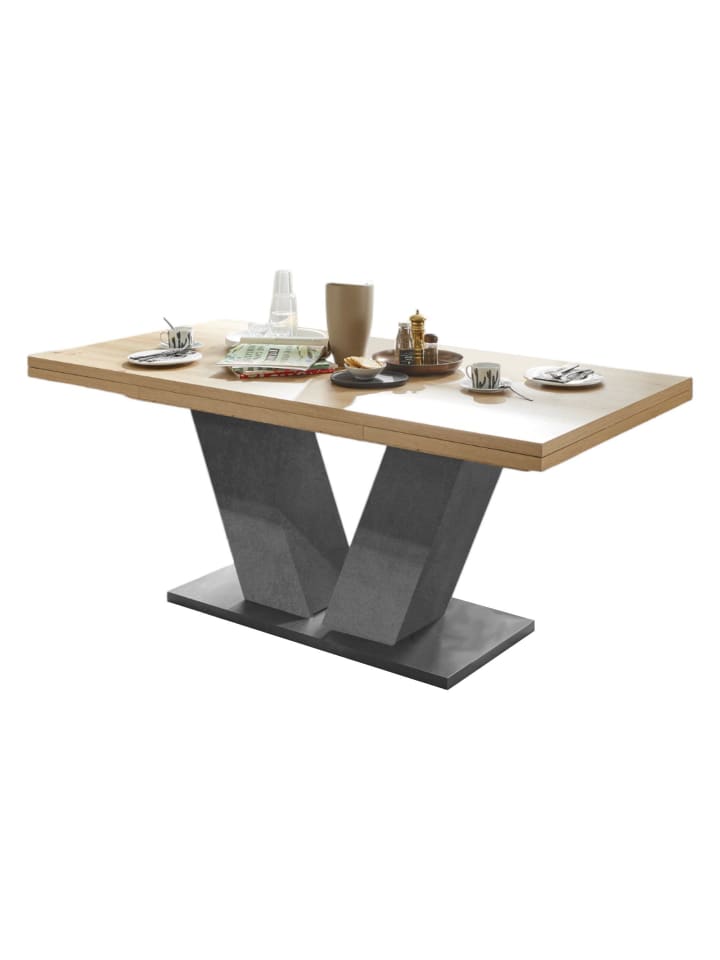 ESSTISCH ausziehbar Elena 180x90x76 Graphit/Asteiche