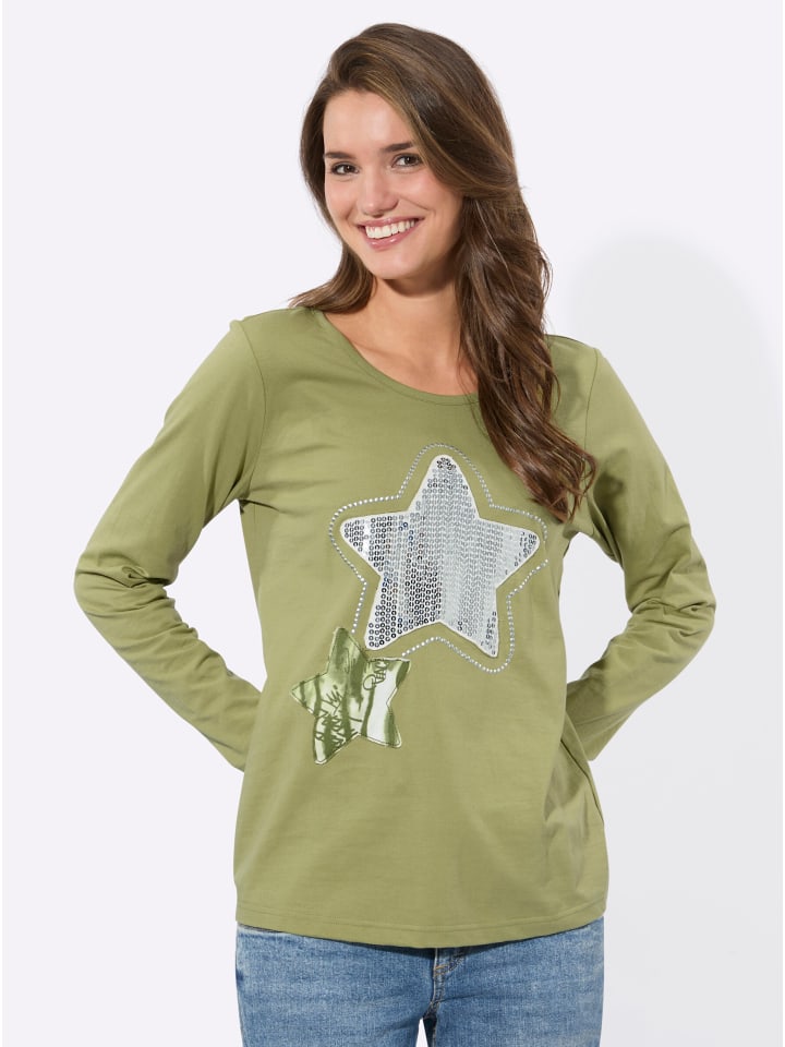 Rundhals-Shirt in schilf