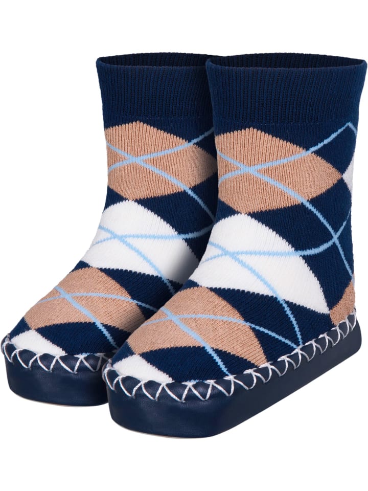 Hüttenschuh Karo in Marine