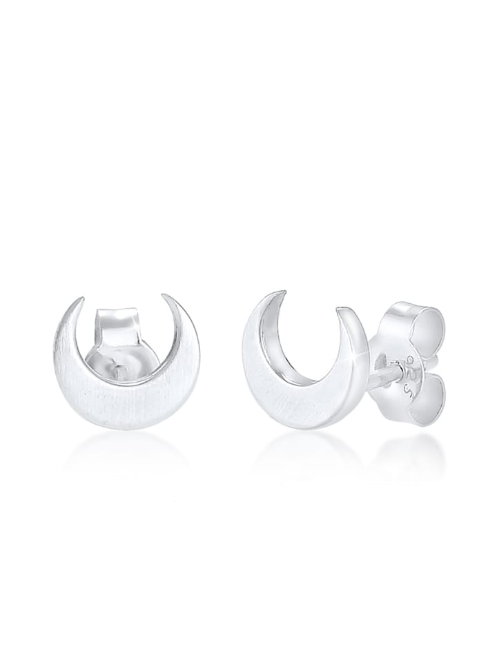 Ohrringe 925 Sterling Silber Astro, Halbmond in Silber