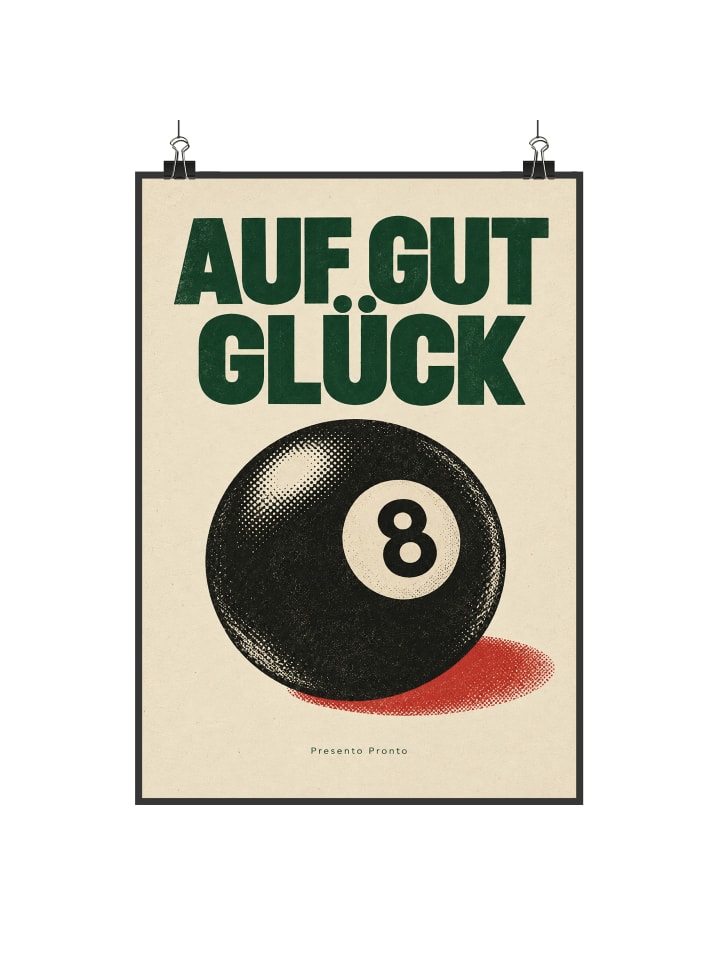 Poster Billardkugel retro Design mit Spruch in Weiß