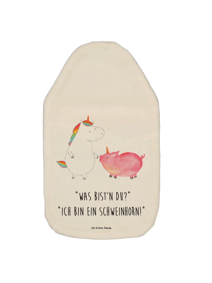 Wärmflasche Einhorn Schwein mit Spruch in Weiß