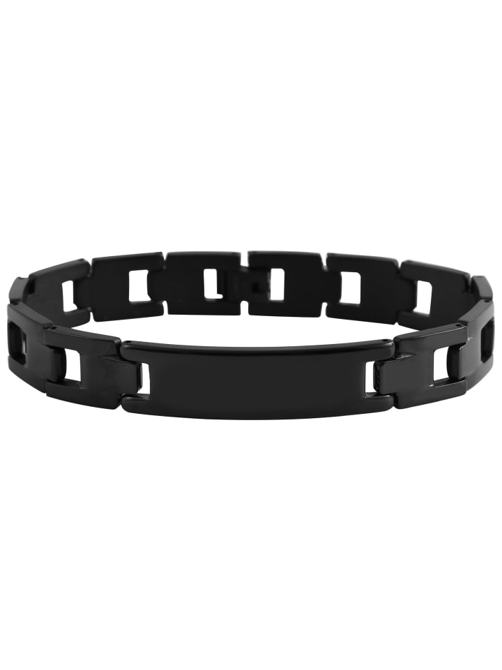 Unisex Armband – Gliederarmband aus Edelstahl 21 cm in schwarz