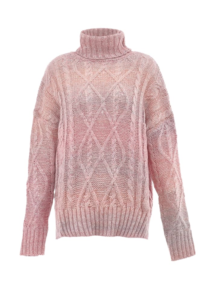 Damen Rollkragenpullover in PINK GELB