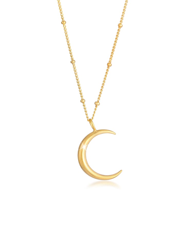Halskette 925 Sterling Silber Halbmond in Gold