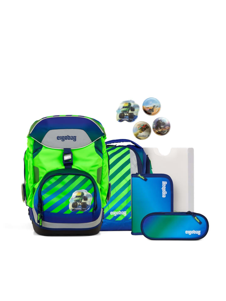 Grundschulranzen, PACK "TruckBär" 6-tlg. in Grün/Blau