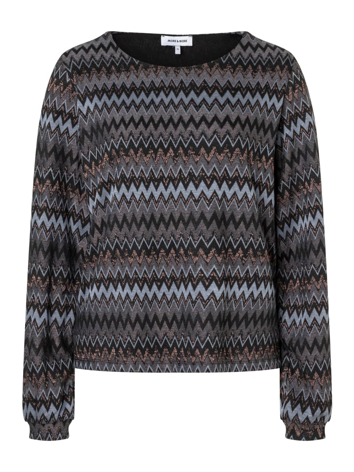 weites, gemustertes Blusenshirt in lurex zickzack
