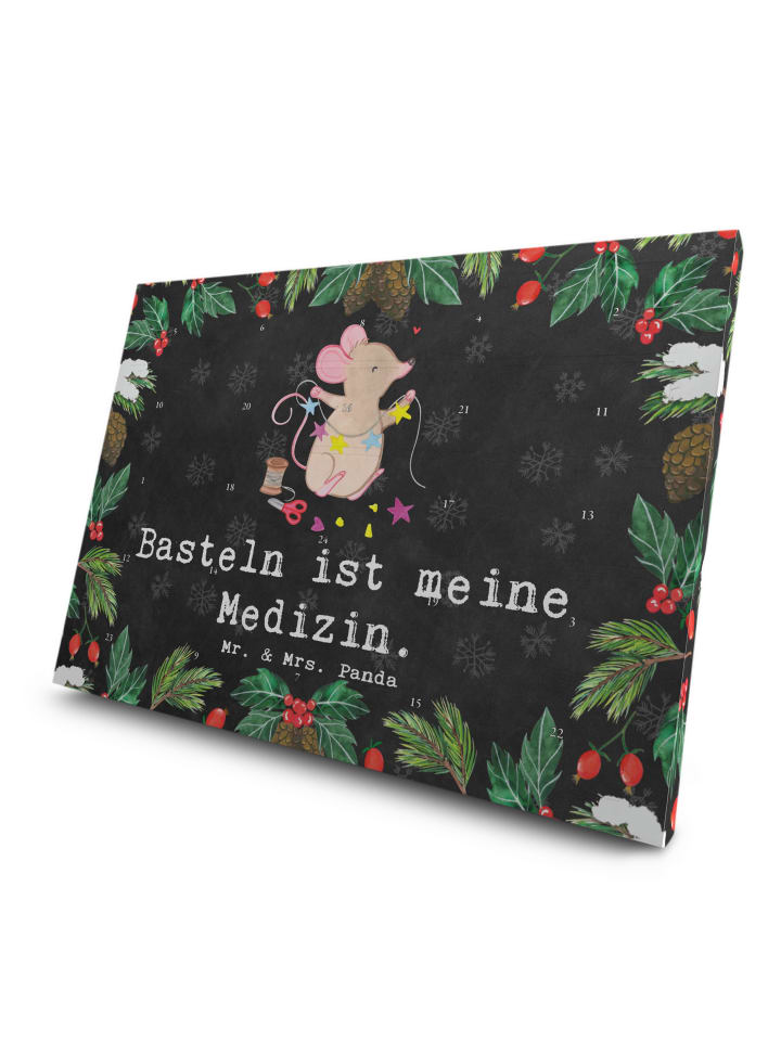 Advents-Teekalender Maus Basteln mit Spruch in Kreidetafel