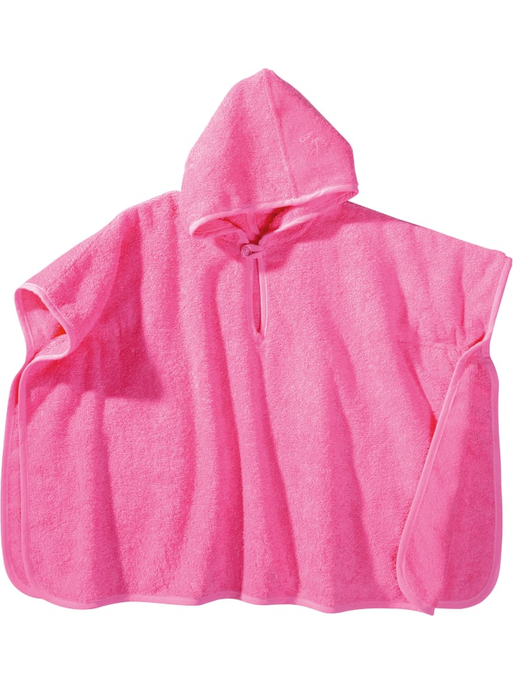 Frottier Kinder-Poncho mit Kapuze in pink