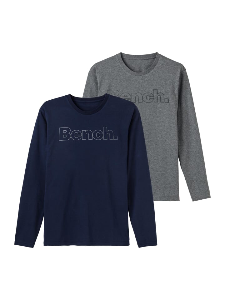 Langarmshirt in navy, grau-meliert