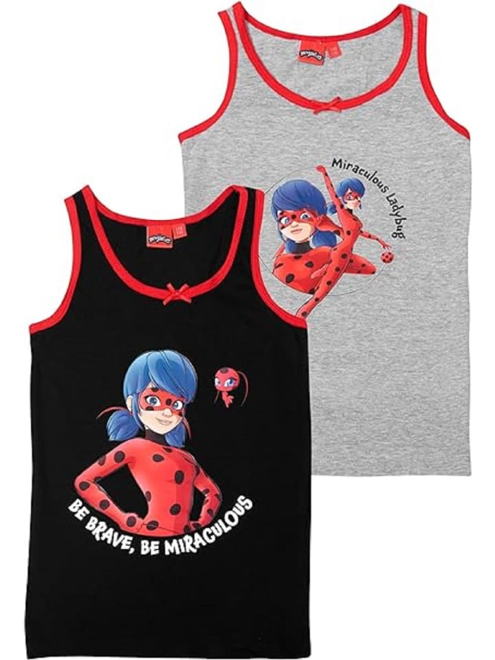 Unterhemd für Mädchen Kinder Tank Top (2er Pack) in Schwarz