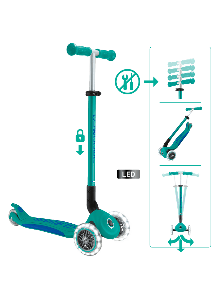 Scooter ELITE LIGHTS Roller in türkis, mit Leuchtrollen