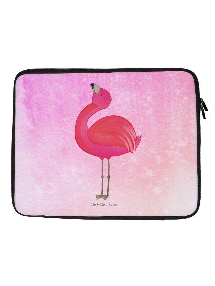 Notebook Tasche Flamingo Stolz ohne Spruch in Aquarell Pink