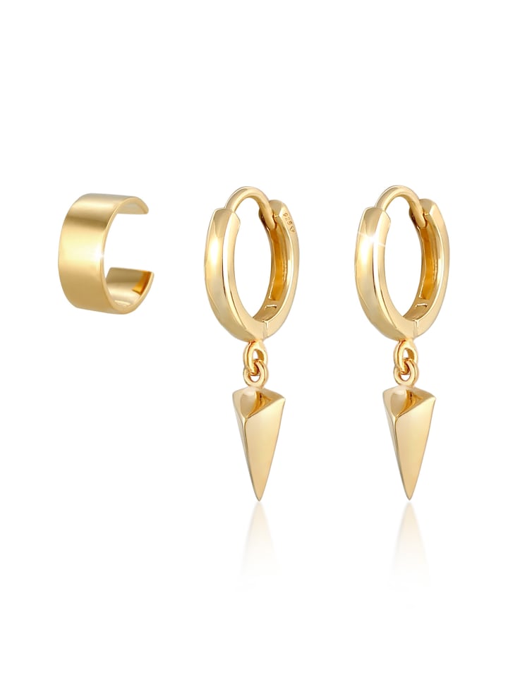 Ohrringe 925 Sterling Silber Dreieck, Geo in Gold