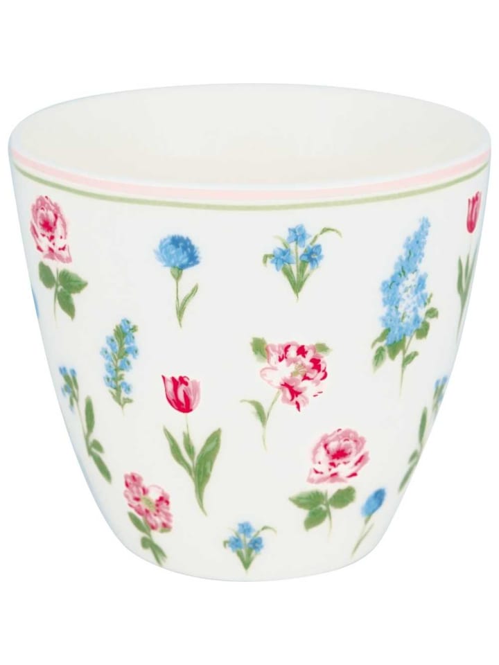 Latte Cup Becher ESTRID Weiß mit Blumen