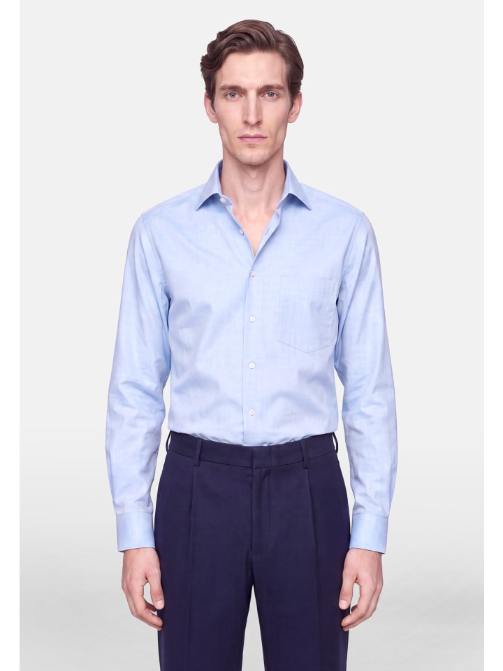 Flanellhemd Regular in Mittelblau