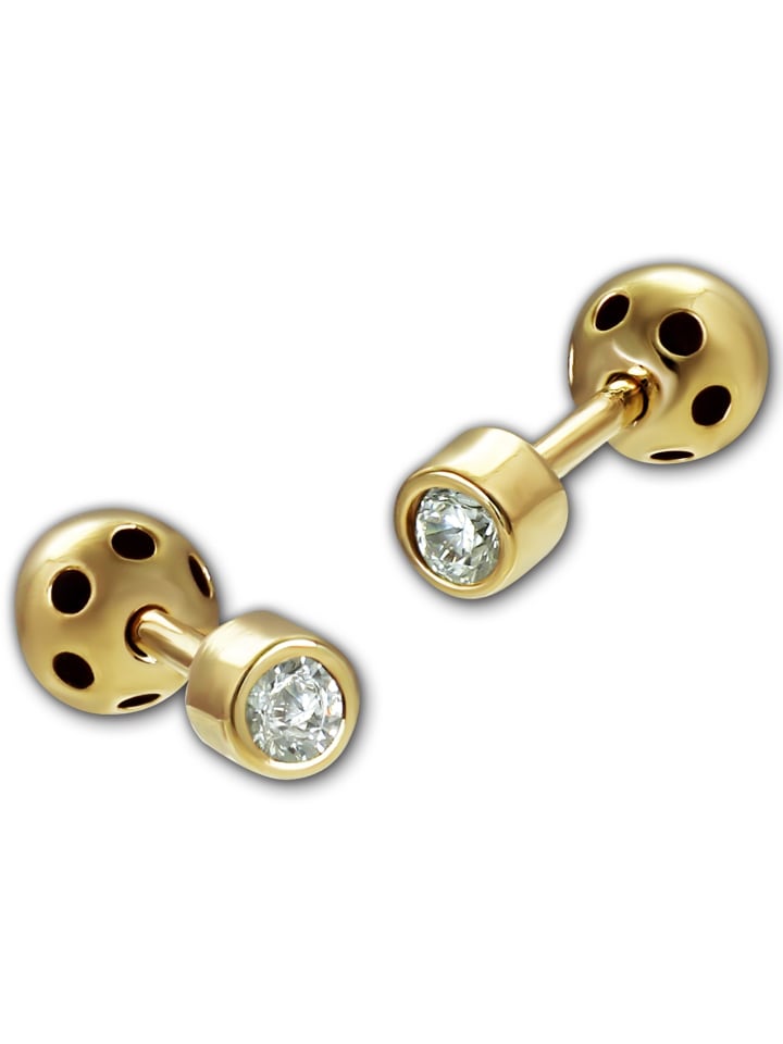 Echtgold, 333er Gelbgold Damen Ohrstecker Zirkonia Ohrring ca. 2,5mm