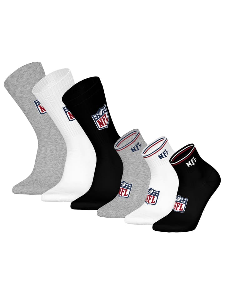 Socken 6er Pack in Weiß/Grau/Schwarz