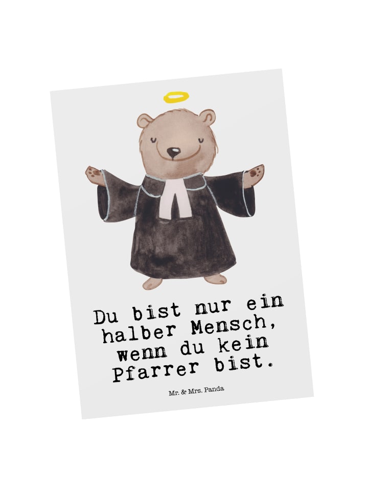 Postkarte Pfarrer Herz mit Spruch in Weiß