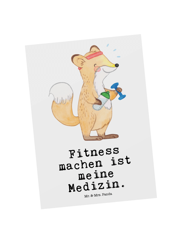 Bildkarte Fuchs Fitness mit Spruch in Weiß