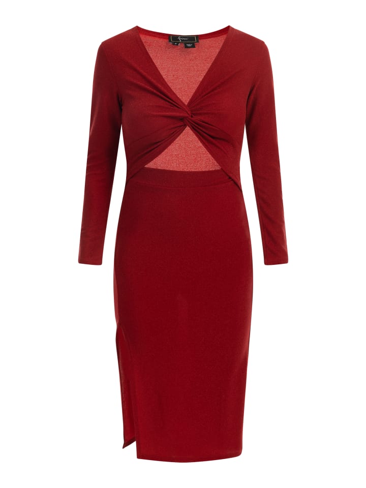 Damen Abendkleid Mit Glanzgarn in Rot
