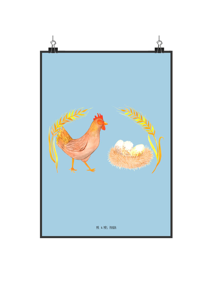Poster Huhn Stolz ohne Spruch in Blau Pastell