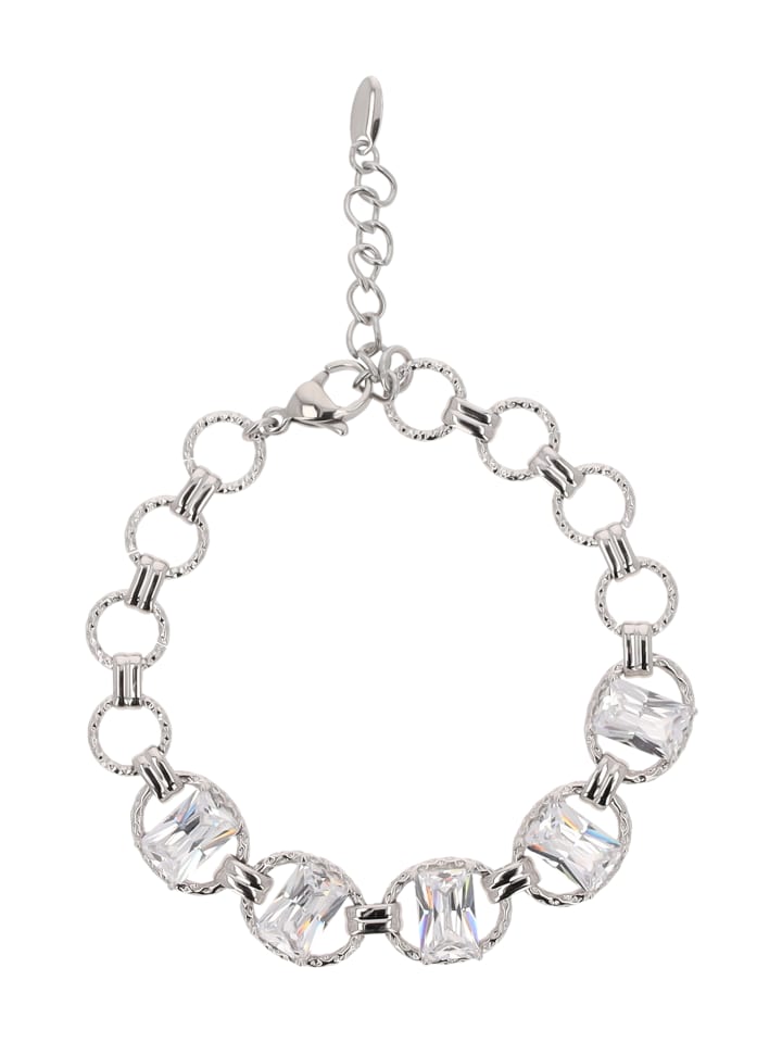 Women Crystal-Studded Bracelet in Silver White