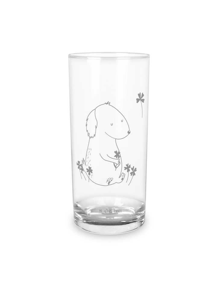 Wasserglas Hund Kleeblatt ohne Spruch in Transparent