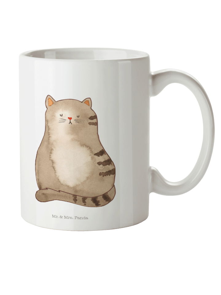 Trinkbecher Katze Sitzen ohne Spruch in Weiß