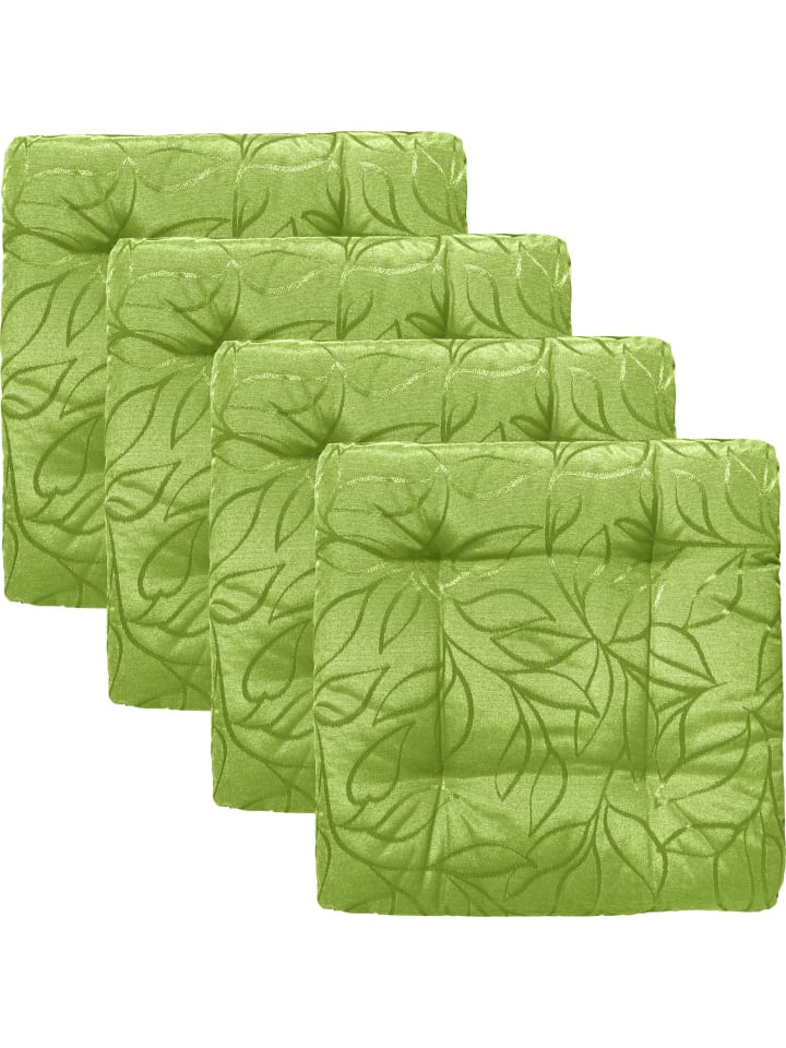 Jacquard, Baumwollmischung Outdoor-Stuhlkissen 4er-Pack Terrassa in apfelgrün