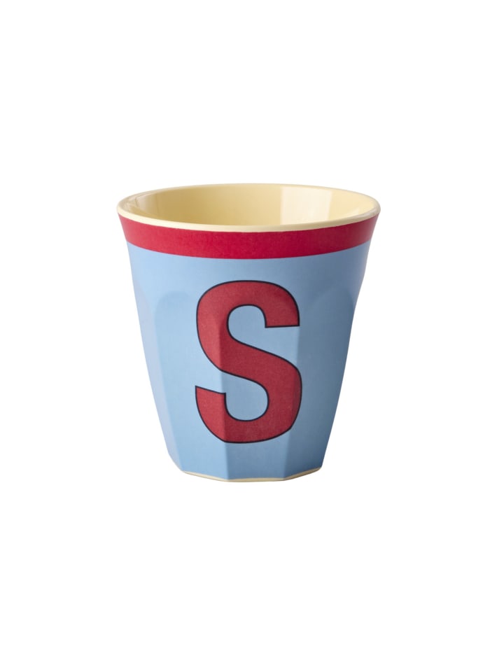 Melamin Buchstabenbecher Vintage Medium in blau