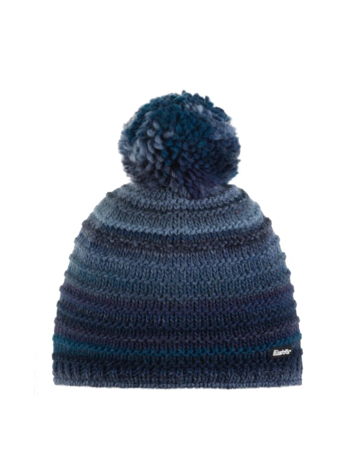 Mikata Strickmütze mit Bommel in dunkelblau