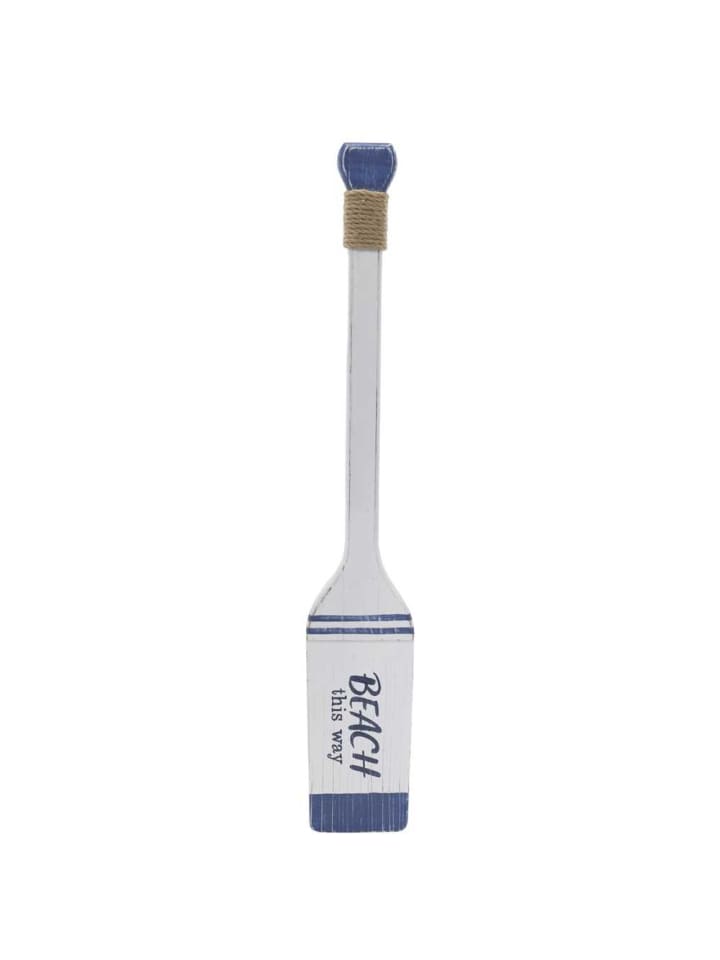 Deko Paddel BEACH THIS WAY Holz Weiß Blau 72x11 cm