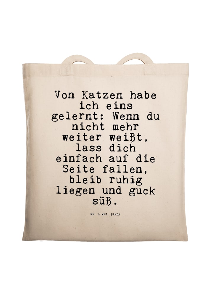 Shopper Von Katzen habe ich... mit Spruch in Creme