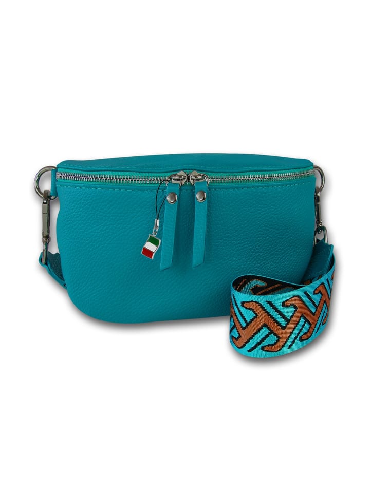 Leder Gürteltasche Florence Tasche türkis, mehrfarbig ca. 25cm