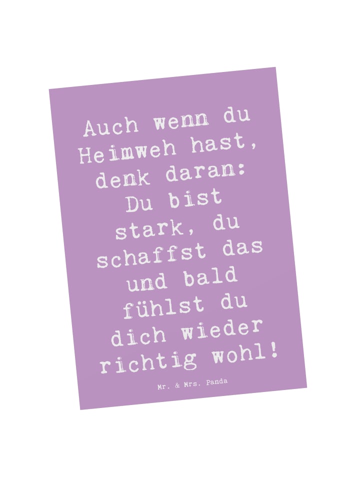 Postkarte Spruch Heimweh überwinden mit Spruch in Lavendeltraum