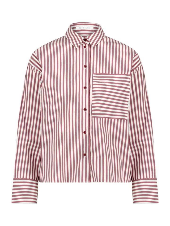 Hemdbluse mit überschnittenen Ärmeln in White/Dark Red