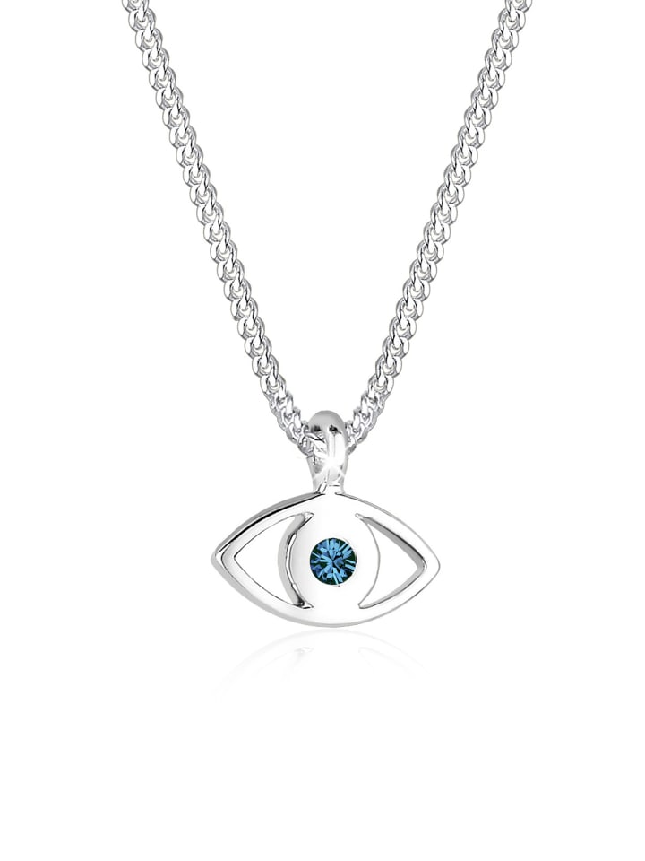 Halskette 925 Sterling Silber Evil Eye in Blau